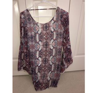 colorful paisley long sleeve dress